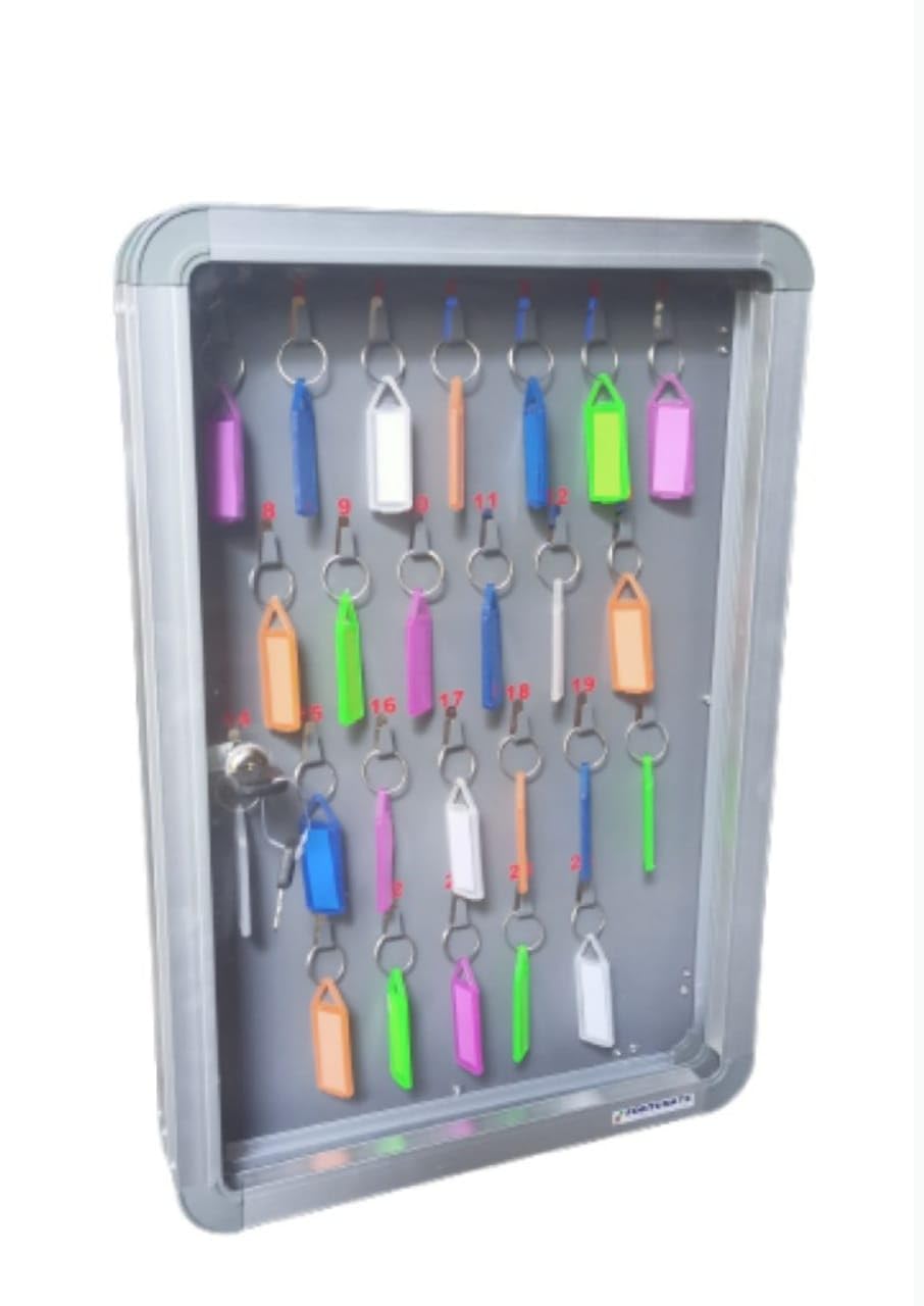 Patel Enterprise Key Storage Cabinet with Lock,and Key 50 Hook, Aluminium Frame, Wall Mountable,Wall Key Hanger Engineered Wood Key Holder StandKey Chain Hanging Board Holder Hook (Pack of 1)-image-31