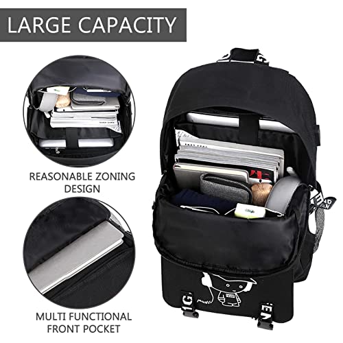 Backpack for Boys Print Backpack.Teenagers Anime Large School Bag Outdoor Reflective Daypack.Luminous Pattern Travel Laptop Backpack.With Usb Charging Port Headphone port4
