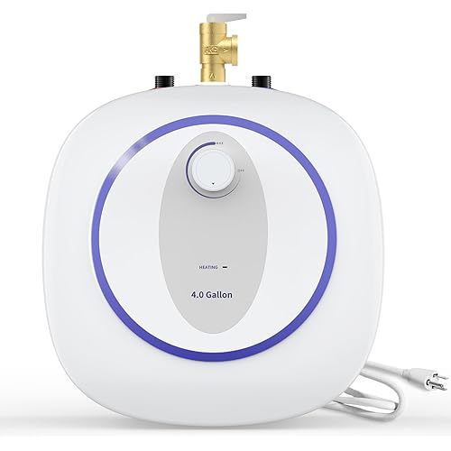 Tank Water Heater 4 Gallon, 110-120V 1440W Under Sink Electric Hot Water Heater, Small Point of Use for RV, Kitchen, Bathroom, Food Truck (Wall/Floor Mounted)