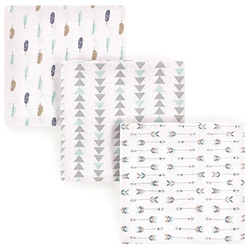 Image of Luvable Friends Unisex Baby Cotton Flannel Receiving Blankets, Boy Feathers 3-Pack, One Size