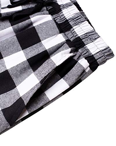 Image of Mens Flannel Pajama Pants Plaid Heavyweight Cotton PJs Bottoms Sleepwear | Soft Cozy with Pockets, Elastic Waistband Drawstring, Adjustable Length, Casual Checkered Lounge Pant, for Home Holiday Daily