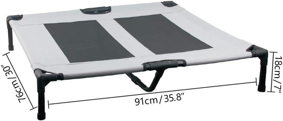 PAWISE Elevated Dog Bed,Raised Dog Bed,Cooling Dog Bed with Breathable Mesh Center for Indoor and Outdoor,36 X 30 X 7 Inches (Large)