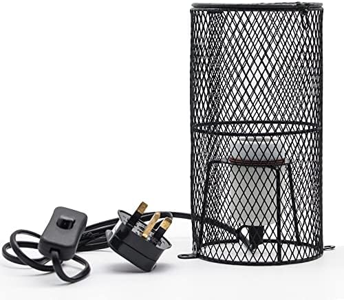 Reptile Pet Heat Lamp Lampshade Holder, Ceramic Heating Bulb Guard with Anti-hot Bracket for Lizard Turtle Snake Birds Chick, with Mounting Screw(Round)