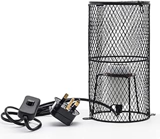 Reptile Pet Heat Lamp Lampshade Holder, Ceramic Heating Bulb Guard with Anti-hot Bracket for Lizard Turtle Snake Birds Chick, with Mounting Screw(Round)