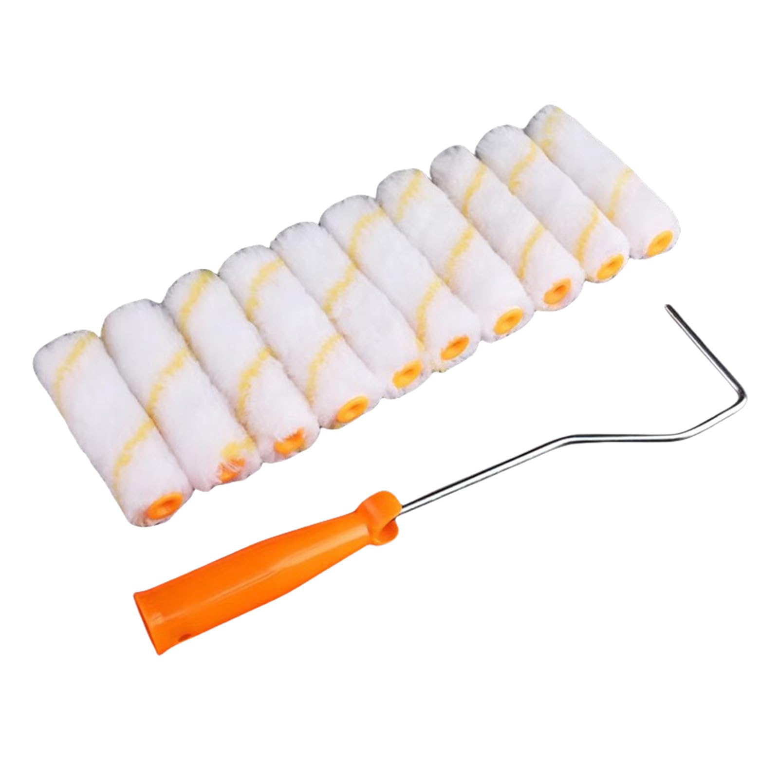 10Pcs Small Fine Finish Paint Roller Kits Roller Frame Polyester Blend Covers Trim Brush House Decoration Thumb Brush
