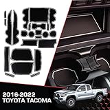 CupHolderHero for Toyota Tacoma 2016-2020 Cup Liners Accessories - Premium Cup Holder, Console, and Door Pocket Inserts 18-pc Set (Double Cab) (White Trim)