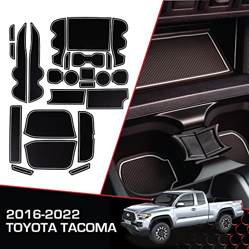 CupHolderHero Fits Toyota Tacoma 2016-2023 Accessories - Custom Non-Slip Anti-Dust Cup Holder Inserts, Center Console Liners, Door Pocket Mats, Interior Protection, 19pc Set, Double Cab, White Trim CupHolderHero Fits Toyota Tacoma 2016-2023 Accessories - Custom Non-Slip Anti-Dust Cup Holder Inserts, Center Console Liners, Door Pocket Mats, Interior Protection, 19pc Set, Double Cab, White Trim