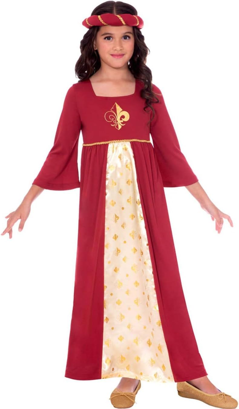 Amscan - Girls Red Tudor Princess Kids Fancy Dress Costume Age: 4-12 Years