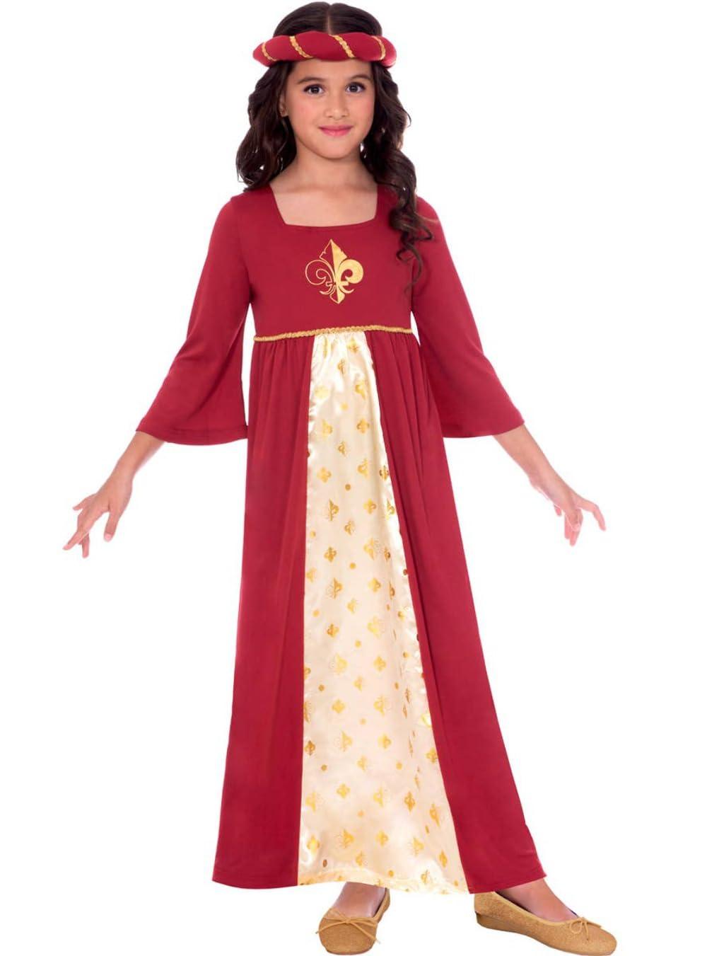 amscan - Girls Red Tudor Princess Kids Fancy Dress Costume Age: 4-12 Years