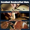 Mendini by Cecilio 12-Inch Solid Wood Viola Set for Beginners - Hand Carved Acoustic Viola Kit with Hard Case, Bow, Rosin, Bridge and Extra Strings (Satin Antique)