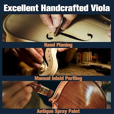 Mendini by Cecilio 12-Inch Solid Wood Viola Set for Beginners - Hand Carved Acoustic Viola Kit with Hard Case, Bow, Rosin, Bridge and Extra Strings (Satin Antique)