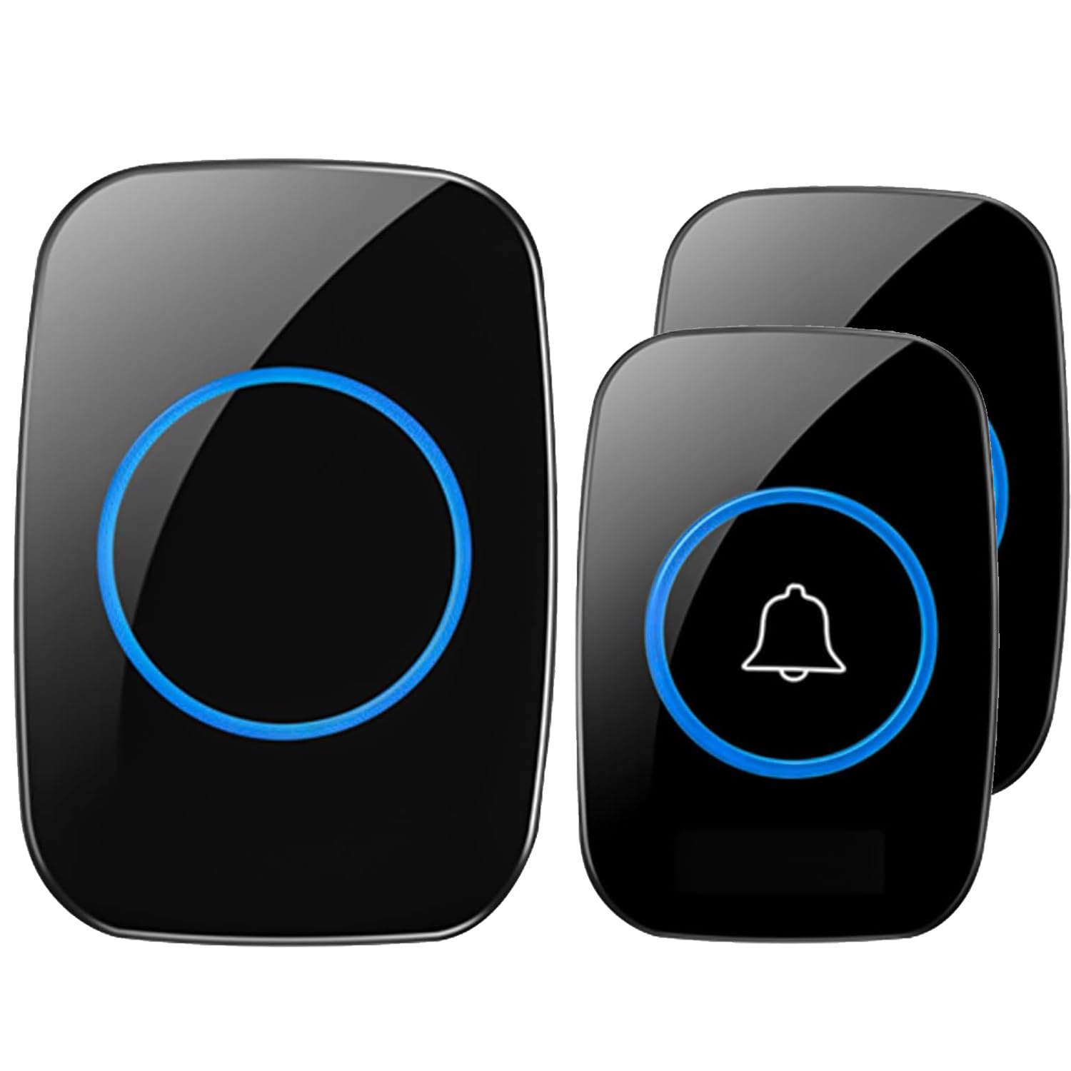Zawaer Campanello Senza Fili da Esterno, Set Impermeabili Campanelli Casa Anteriore di 300m, Campanello Porta Ingresso con 60 Melodie, 5 Livelli di Volume e Display a LED, Nero Doorbell Wireless