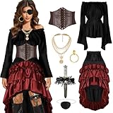 CICOCI Pirate Costume Women Outfits Renaissance Corset Steampunk Skirt Top Pirate Accessories Full Halloween Costume