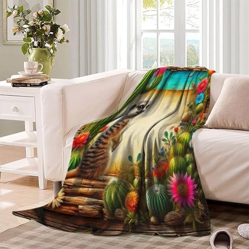Couverture douce et chaude suricate 3D microfibre de luxe
