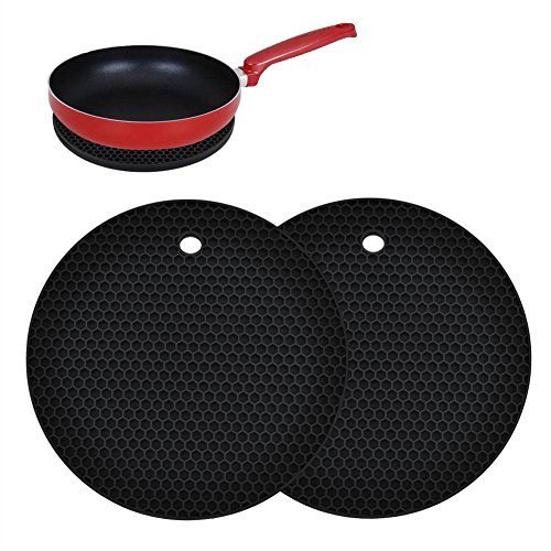 HardNok Silicone Pot Holder, Trivet Mat, Jar Opener. Flexible, Durable, Heat Resistant Mat, Set of Two (Black)