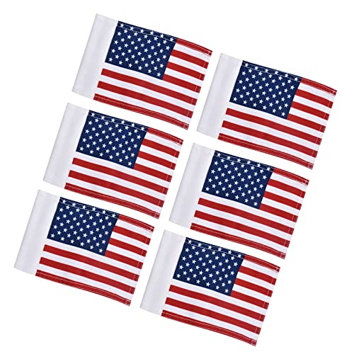 Kingtop Usa Golf Flag, Double-Side American Us Flags, Regulation Tube Flags, Practice Putting Green Flag For Yard, 420D Nylon Mini Pin Flags, 8” L X 6” H, 6-Pack #TOP9