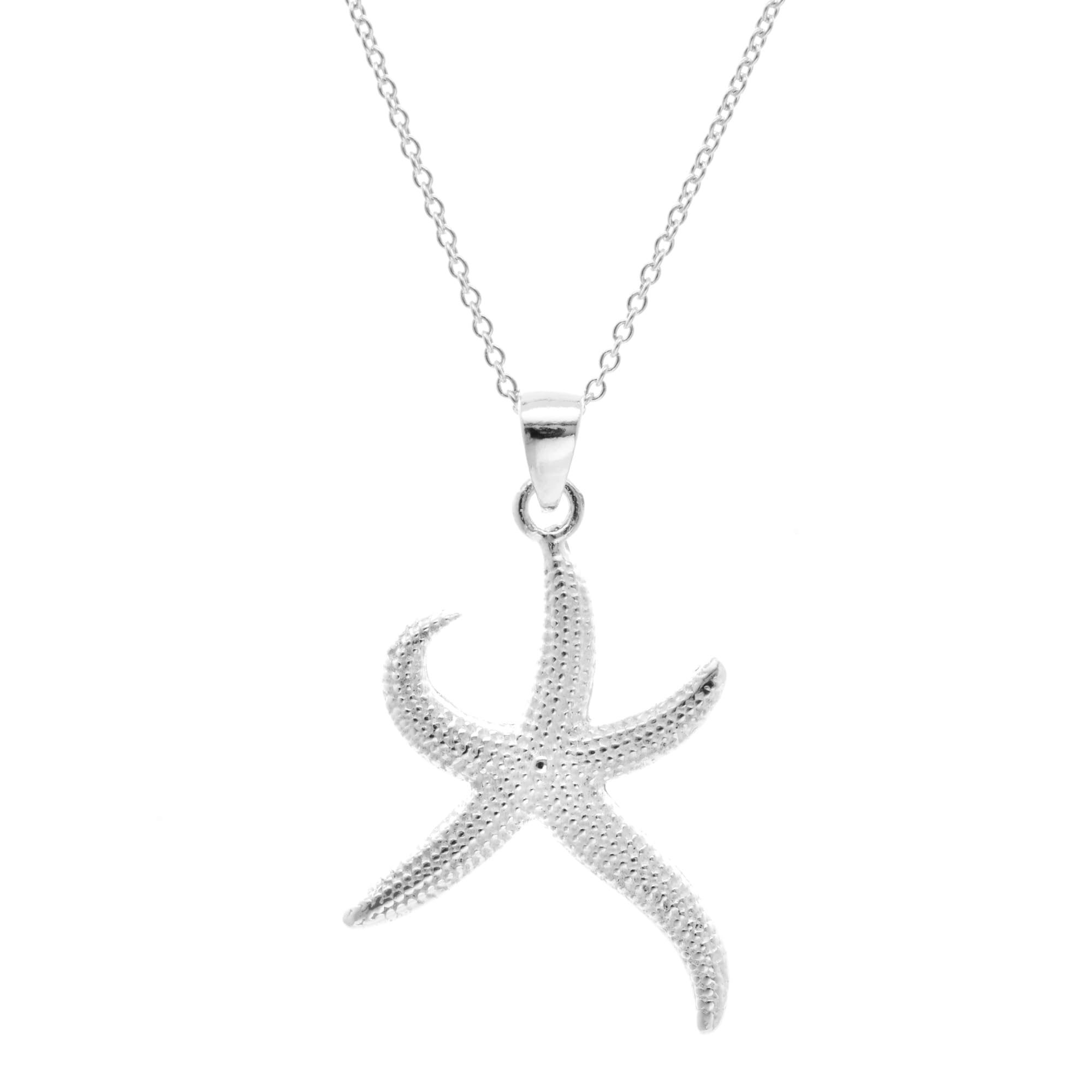 Collar de estrella de mar texturizada de plata de ley para mujer - Colgante en forma de estrella 925 con acabado satinado Joyería inspirada en la playa bohemia Accesorio de de sirena de vida marina