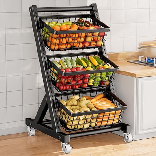 Organizador de frutas y verduras con estantería de gran capacidad y soporte