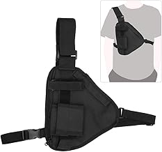 plplaaoo Radio Holster, Multi Function Radio Holder Holster 10.2x6.69in Universal Radio Shoulder Holster, Walkie Talkie Holder Portable Vest Chest Bag Radio Strap with Adjustable Strap, Black