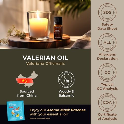 Image of 100% Pure Valerian Essential Oil - 0.17 Fl Oz - Valerian Oil for Hair, Skin, Diffuser, Aromatherapy & DIY Candle Making Scent