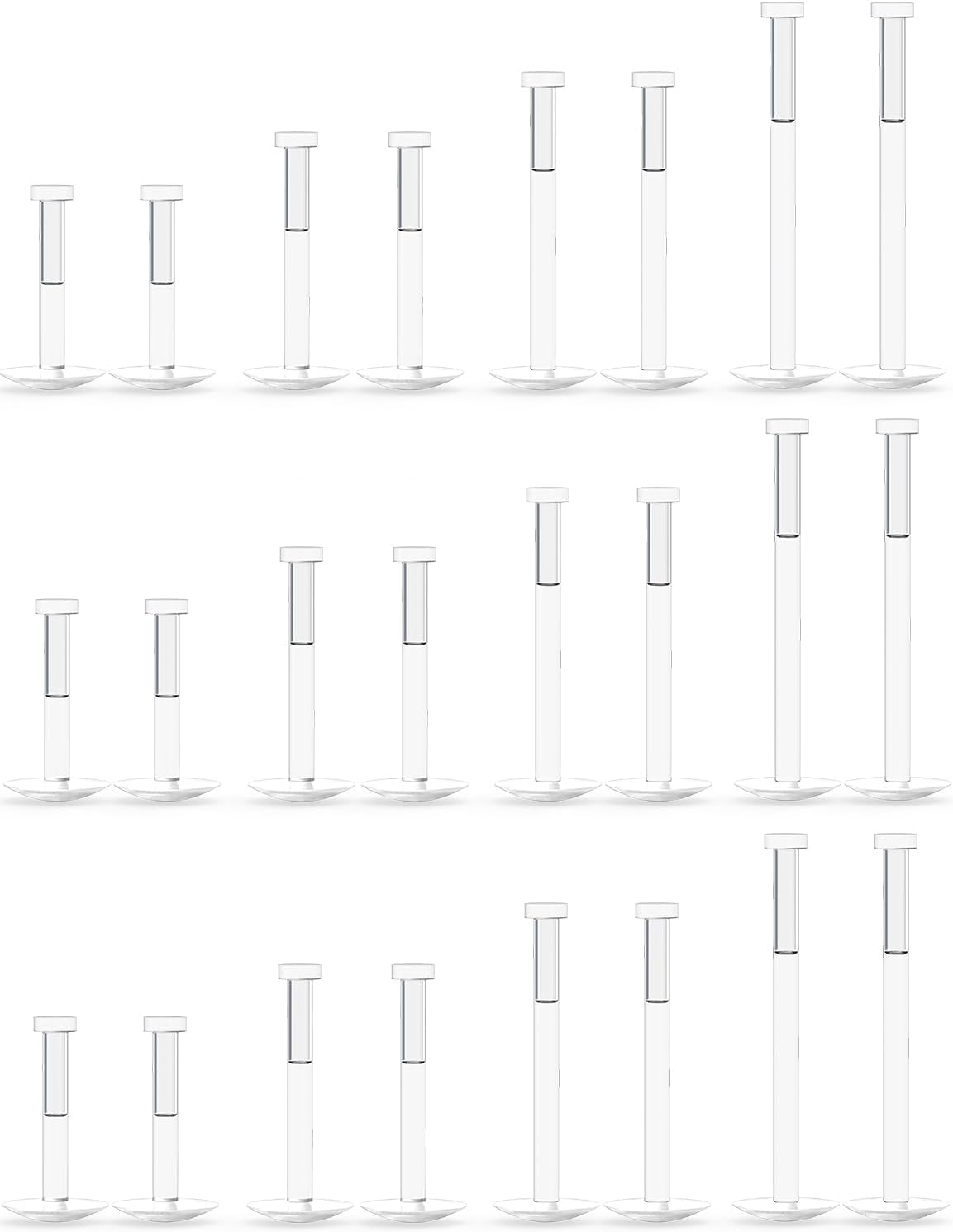 16G 18G Clear Plastic Push in Lip Labret Medusa Monroe Nose Piercing Retainers for Surgery Sport Work Bioflex Flat Back Tragus Helix Catilage Conch Earrings for Women Men 6mm 8mm 10mm 12mm