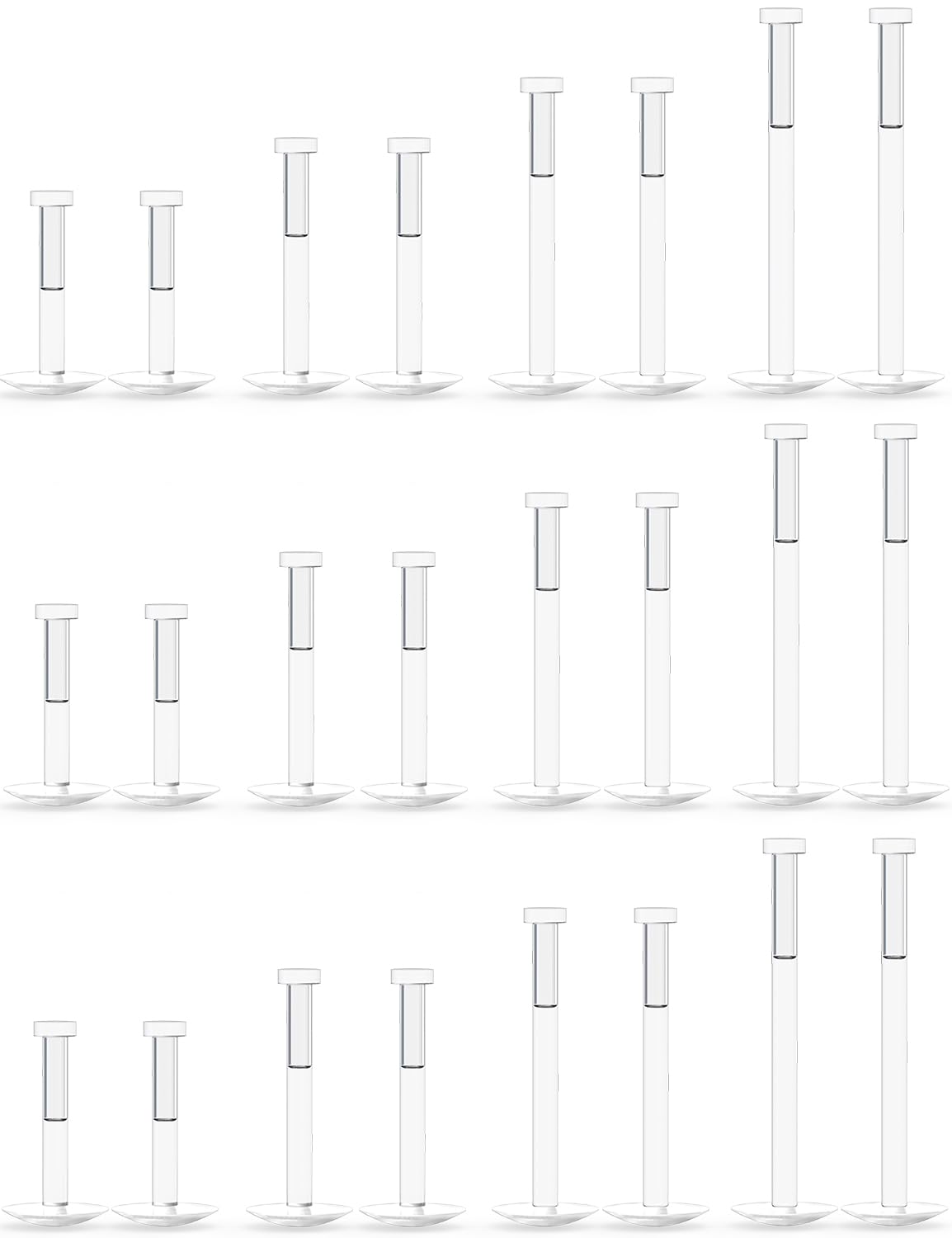 16G 18G Clear Plastic Push in Lip Labret Medusa Monroe Nose Piercing Retainers for Surgery Sport Work Bioflex Flat Back Tragus Helix Catilage Conch Earrings for Women Men 6mm 8mm 10mm 12mm