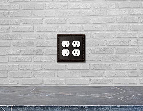 Image of Henne Bery Sunken Pearls Decorative Wall Plate Switch Plate Outlet Cover (Double Duplex, Aged Bronze)