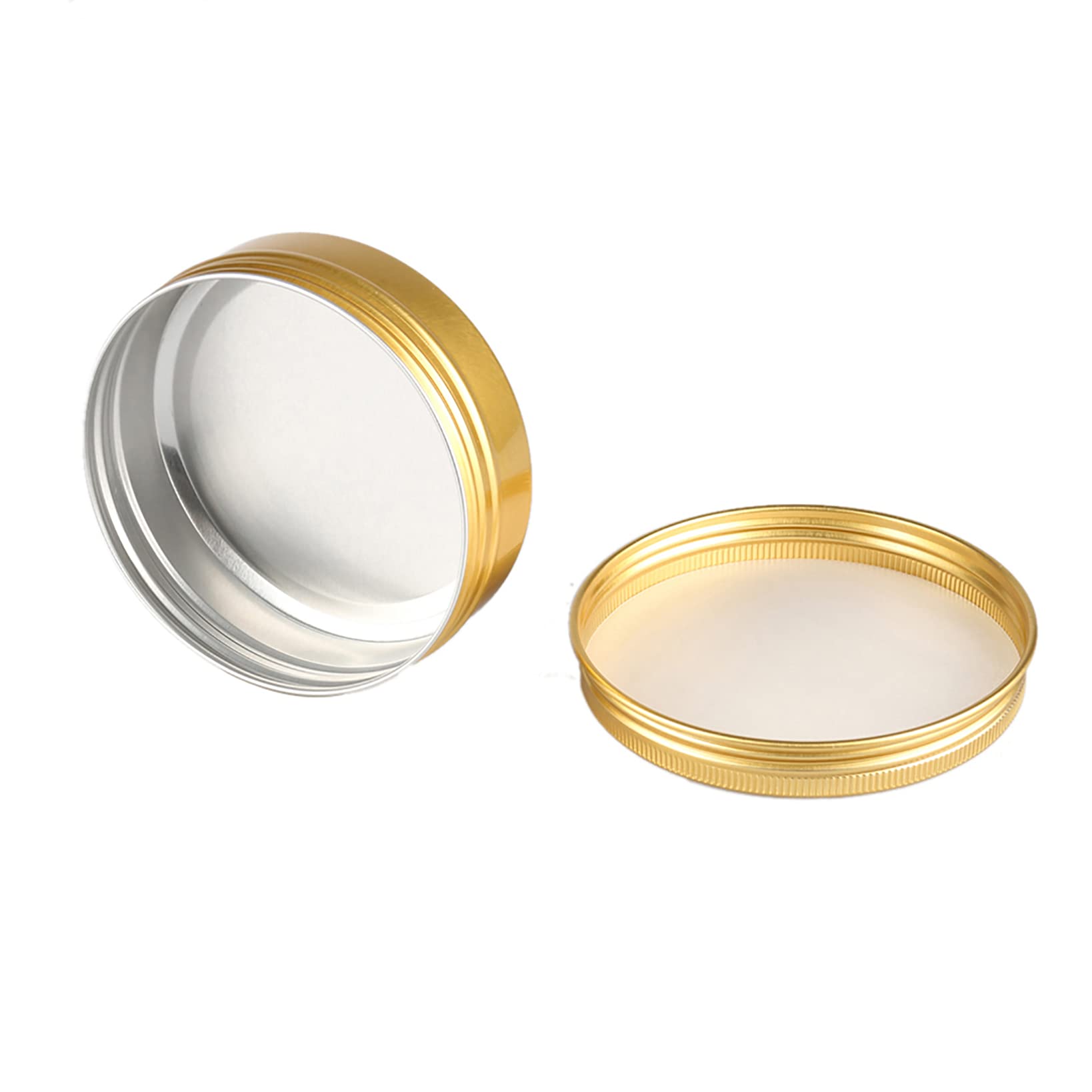 50 Stück 100ml Gold Leere Rund Aluminiumdose mit Schraubdeckel Alu-Dose Aluminium Schraubdose Cremedose Kerzendosen Kosmetikdosen Blechdosen Aludose mit 50 Stück 70mm Aufkleber