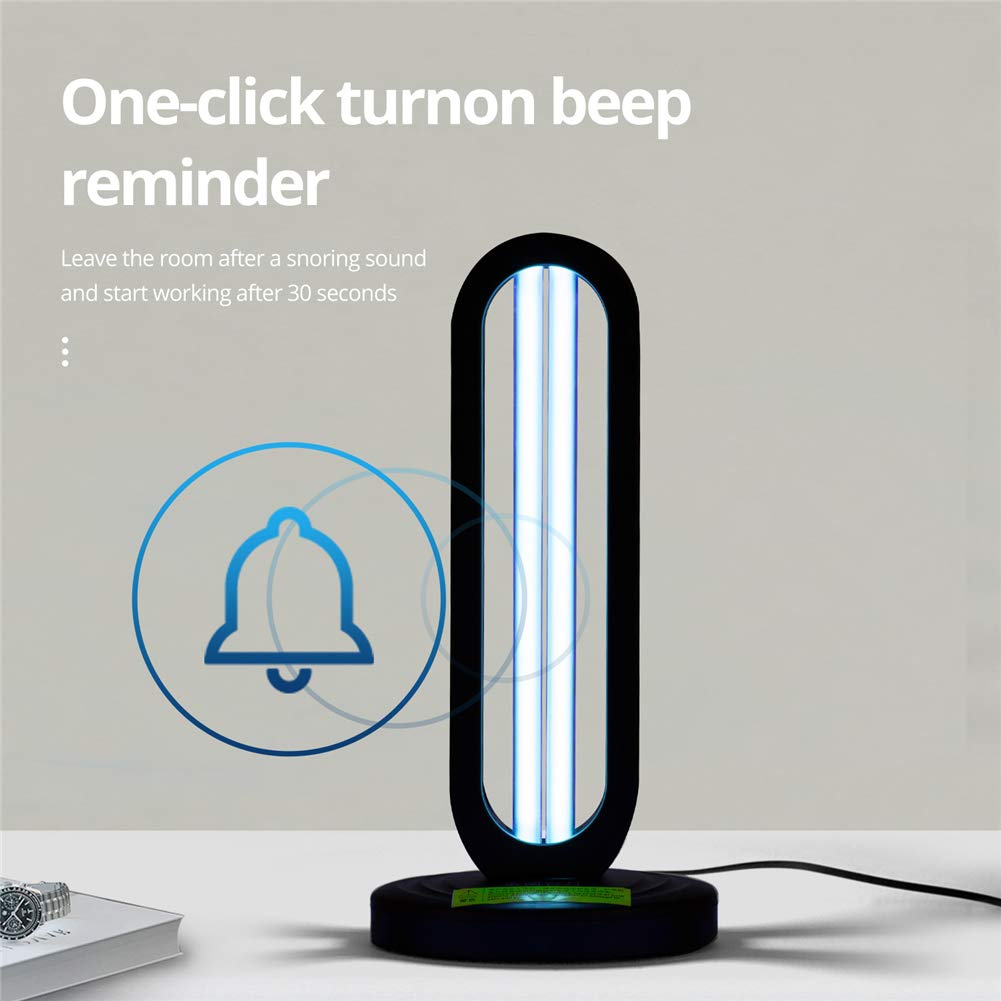 Lámpara de esterilizador UV de 38 W, sistema de purificación de aire portátil ultravioleta de cuarzo de ozono UVC Luz de escritorio con temporizador de control remoto
