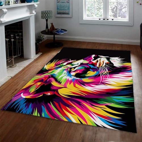 Tapis de sol lions peints lavable et antidérapant de 60x120cm