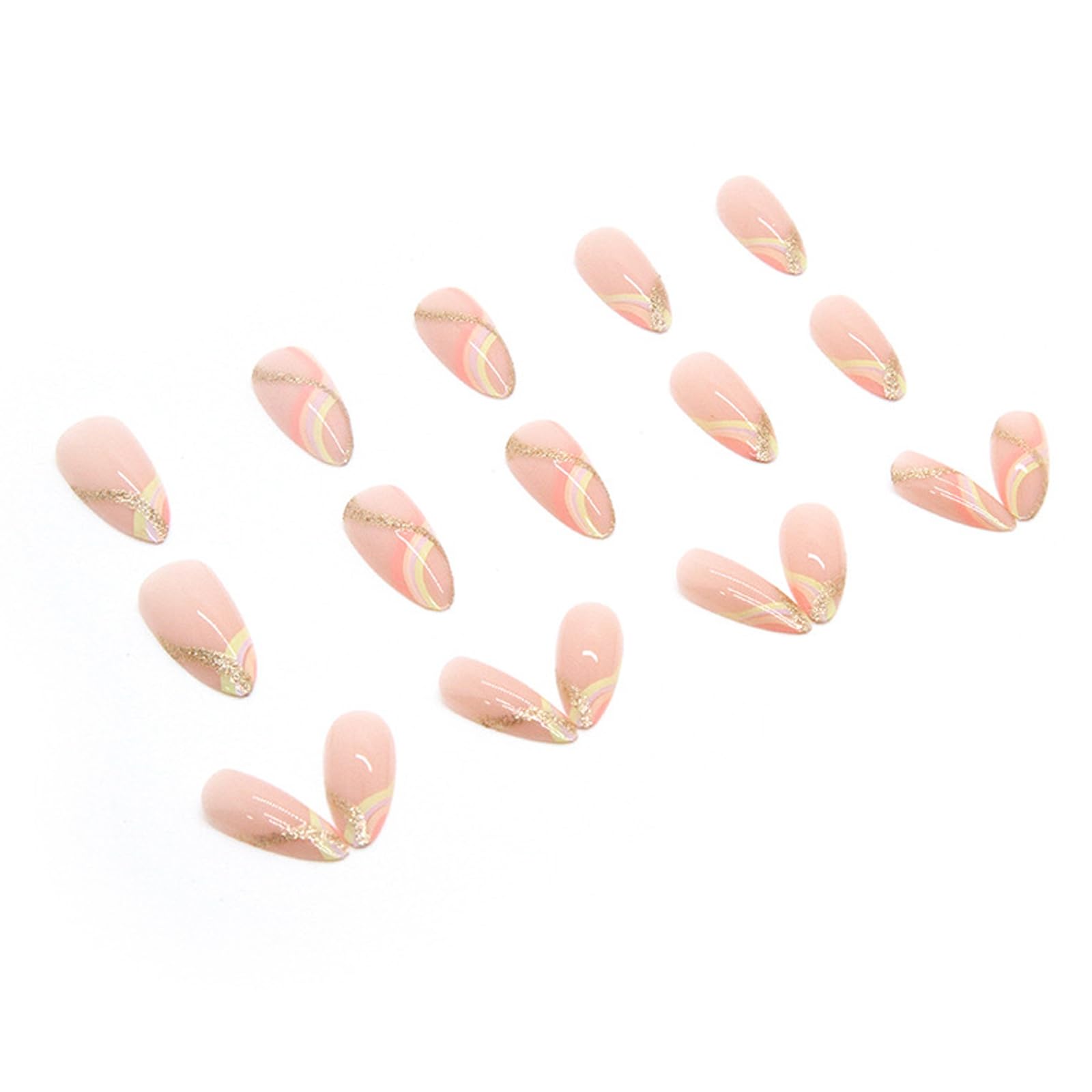 24 Stück French-Kunstnägel – Aufdrücknägel – Volldeckende Kunstnägel in Nude-Weiß, quadratisch, zum Aufkleben – French-Fake-Nägel zum Aufkleben für Frauen und Mädchen, N