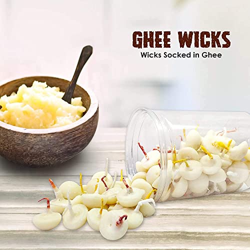 SATVIK 50 Pcs Pure Ghee Wicks for Puja Pooja for Home and Mandir. Nitya Pujan Readymade Ghee Jyot Jyoti Pujan Indian Housewarming Return Gift Items Puja Accessories. Diwali Diya Cotton Wicks - Image 6