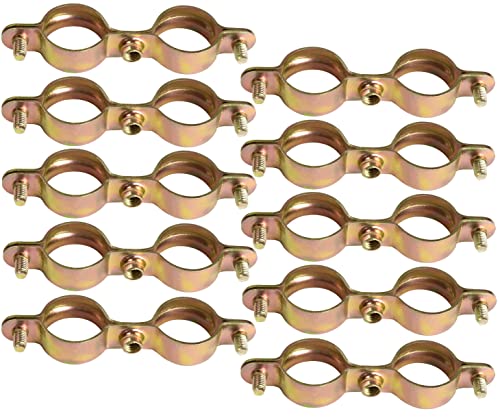 AERZETIX - C60419 - Juego de 10 abrazaderas soportes de fijación dobles Ø22mm - 1/2'' - montaje en pared de tubo cobre - sujeción de tornillo fontanería calefacción sanitario - en acero
