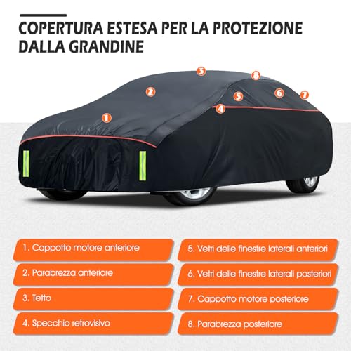 Hagelschutzplane Auto, Wasserdichter Verdickter Hagelschutz Auto Autoabdeckung Hagelschutz für Volkswagen Passat, Audi A3, Škoda Octavia, SEAT Leon(Größe 3: PKW 436 - max. 480 cm)