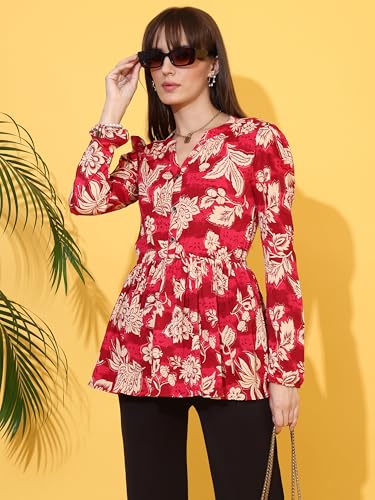 Image of Sheetal Associates Women's Top Shirt Stylish Trendy for Girls | Floral Printed Top | Lightweight Day Comfort