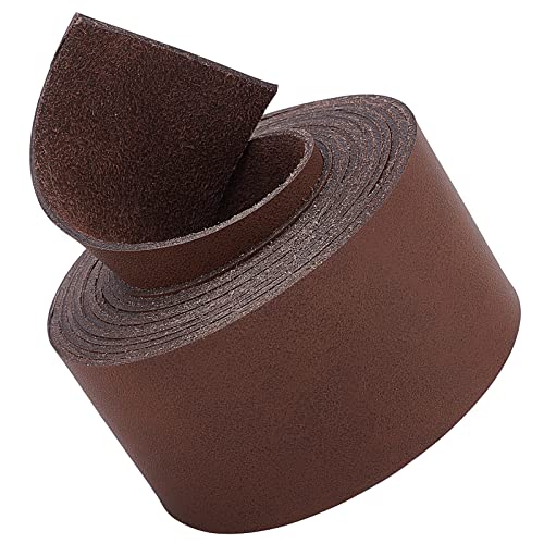 GORGECRAFT Full Grain Leather Straps 2 Inches Wide 78 Inches Long Single Sided PU Leather Strip for DIY Crafts Projects Clothing Jewelry Wrapping Furniture Handles(Brown