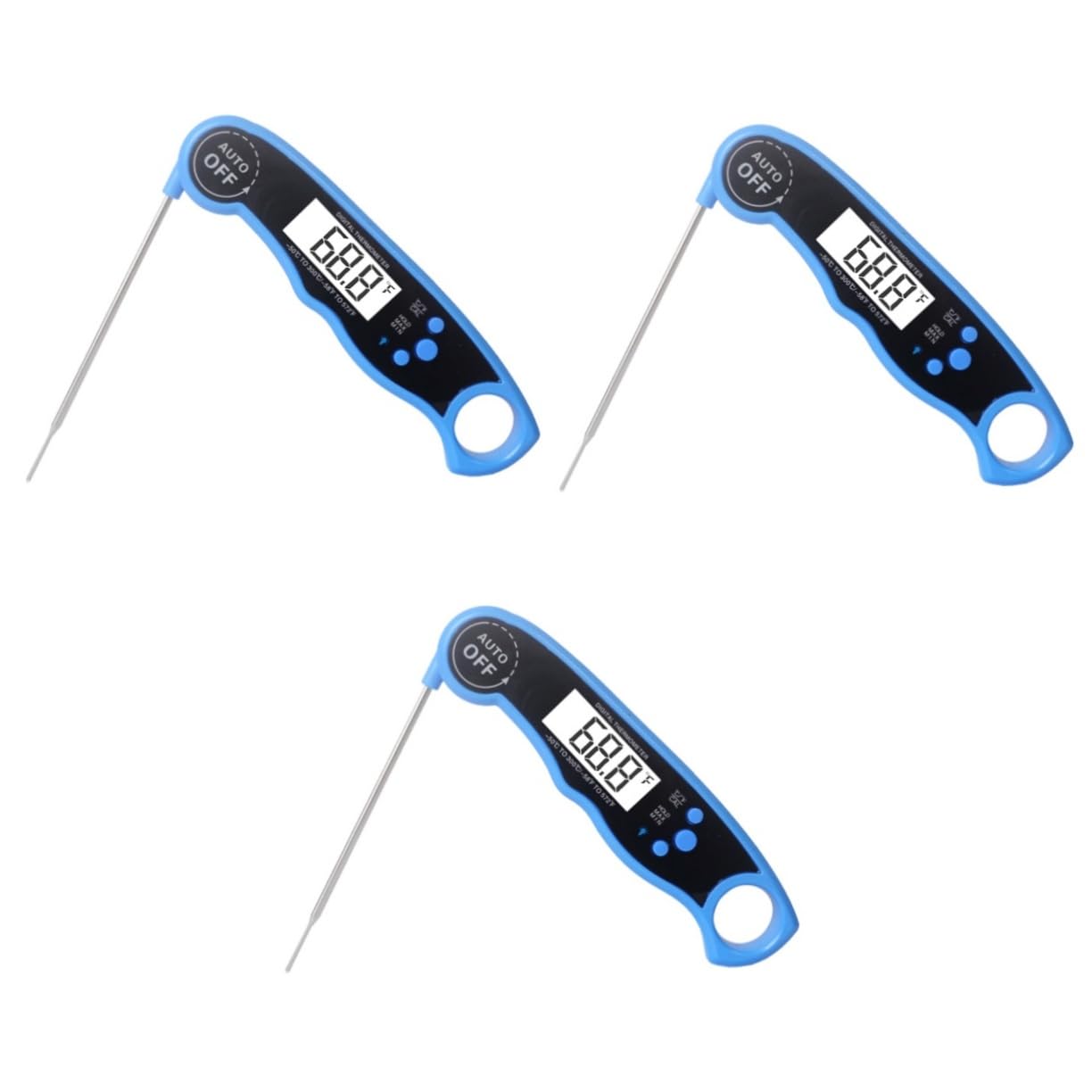 MAGICLULU 3pezzi Termometro Digitale Per Cucina Con Retroilluminazione e Calibrazione Lettura Istantanea Secondi Precisione - Design e Materiale Resistente Blu
