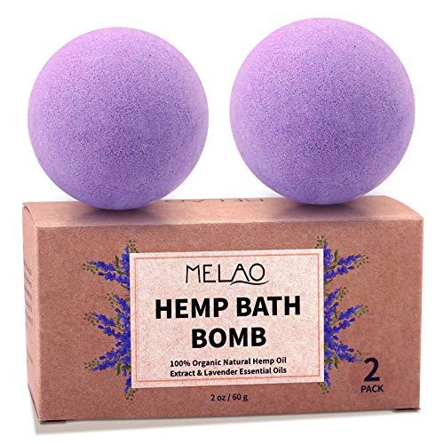 KASTU Bath Bombs,2 Pack Fizzy Spa Gift Natural Hemp Oil Extract and Lavender Essential Oils Bath for Moisturizing Dry Skin,Relaxing,Bubble Bath for Gifts Idea for Men Women