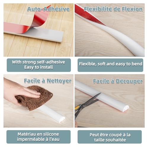 Seuil de douche contre les inondations : barrière d'eau pliable auto-adhésive - 6