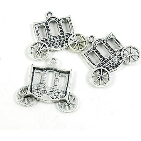 20 Pieces Antique Silver Tone Jewellery Charms Craft Art Making Crafting Beading Supplies X4KX0P Pumpkin Cart Horse Carriage Cover