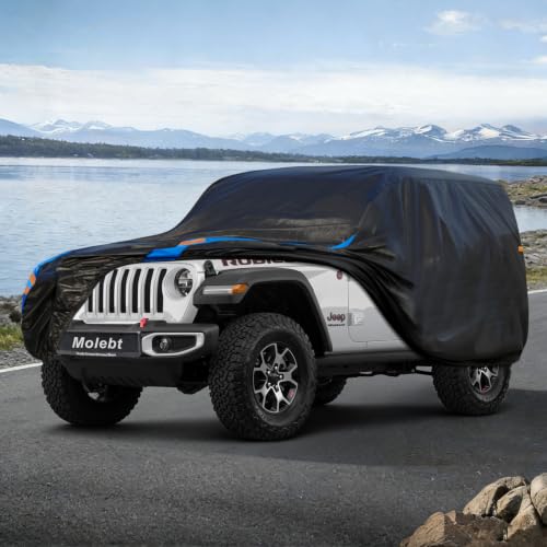 Image of Custom Fit Car Cover for Jeep Wrangler 2dr 2 Door CJ YJ JK JL, Upgraded Waterproof All Weather Outdoor Auto Cover, UV /Snow /Dust Protection