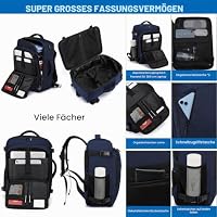 Easyjet Handgepäck 45x36x20 Rucksack für Flugzeug und Reise Groß, Damen & Herren Laptop-Tasche 15.6 Zoll mit USB Ladeanschluss – Ansicht 3