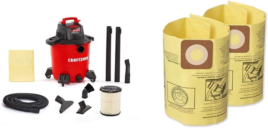 CRAFTSMAN CMXEVBE18690 9 Gallon 4.25 Peak HP Wet Dry Vac, Portable Shop Vacuum Wet and Dry with Filter, 3 Dust Bags, Dusting Brush, Hose and Attachments for Home, Garage and Automotive Cleaning