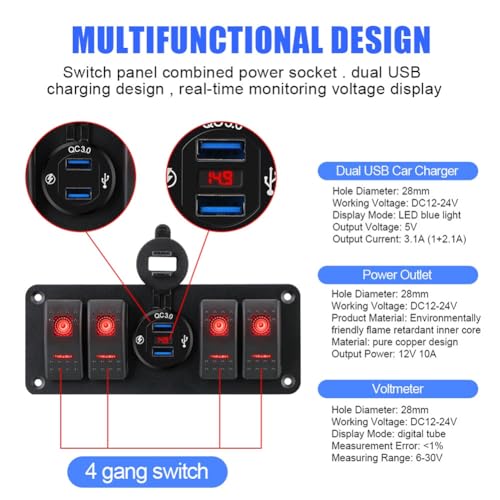Voltmètre de circuit LED et prise USB pour éviter les pannes auto - 5
