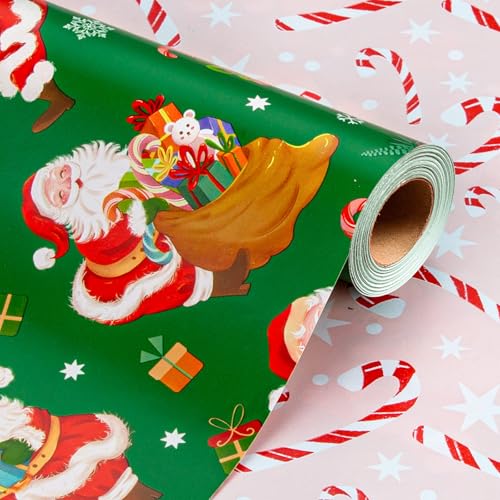 Wikadlik Weihnachts-Geschenkpapier Rolle - Fröhlicher Weihnachtsmann...