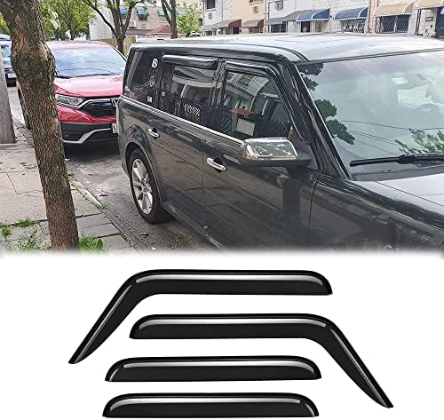 VICOJETOR 94079 Sunproof Waterproof Side Window Wind Deflector, 4pcs Tape On Protective Replacements Rain Guards, Window Visors fit for 2009-2019 Ford Flex