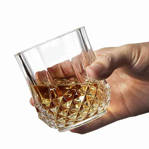 Image of Premium Crystal Whiskey Glass - 300ml, Set of 2 Pcs Old Fashioned Rocks Glass for Bourbon, Scotch & Cocktails (2, Elegant)