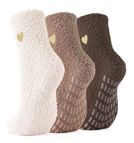 Image of Slipper Socks for Women Men Grip Hospital Socks with Grips Fuzzy Non Slip Warm Womens Gifts