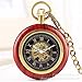 Produktbild FEELHH Vintage Ketten Taschenuhr,Rotes Sandelholz Mechanische Taschenuhr Gerade Aufgedeckt Design Roman Skala Antike Geschenk Römische Ziffer Taschenuhr Mit Kette