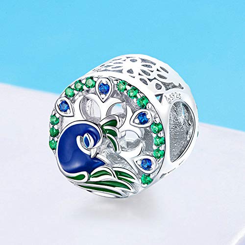 Peacock Charm 925 Sterling Silver Bird Peacock Charm Birds Charms fit Many Other European Charm Bracelet4